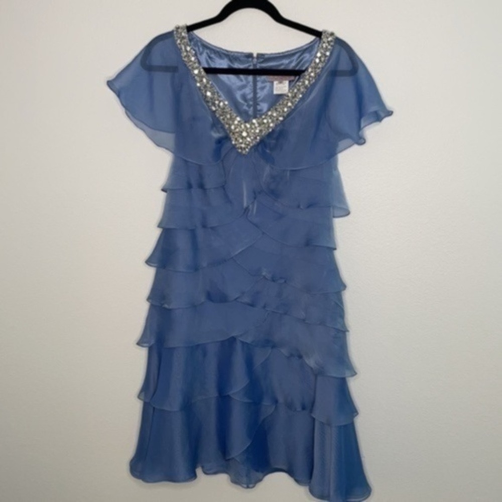 Jovani dress size 6 tiered ruffled dress Periwinkle wedding mother